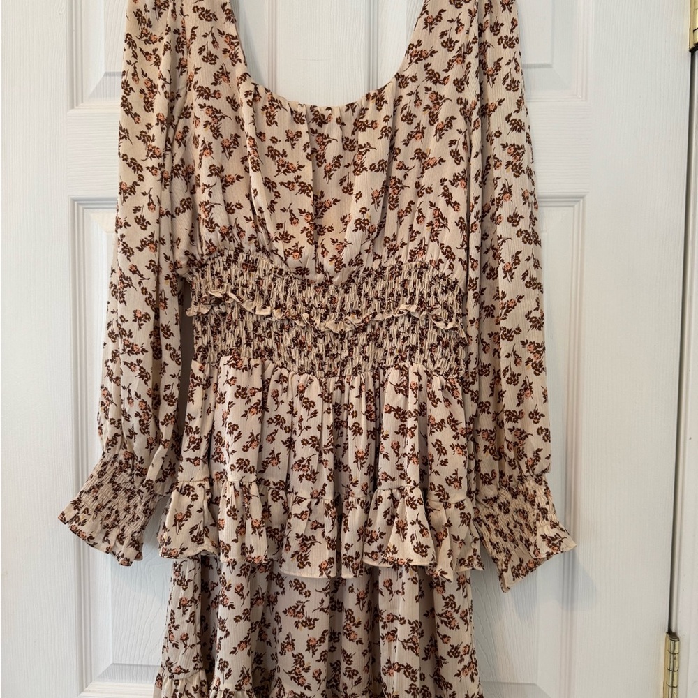 Elegant Floral Smocked Mini Dress